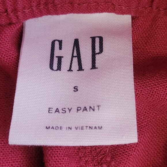 GAP Raspberry Easy Pant Linen Blend Drawstring Elastic Waist Small EUC - Picture 3 of 7
